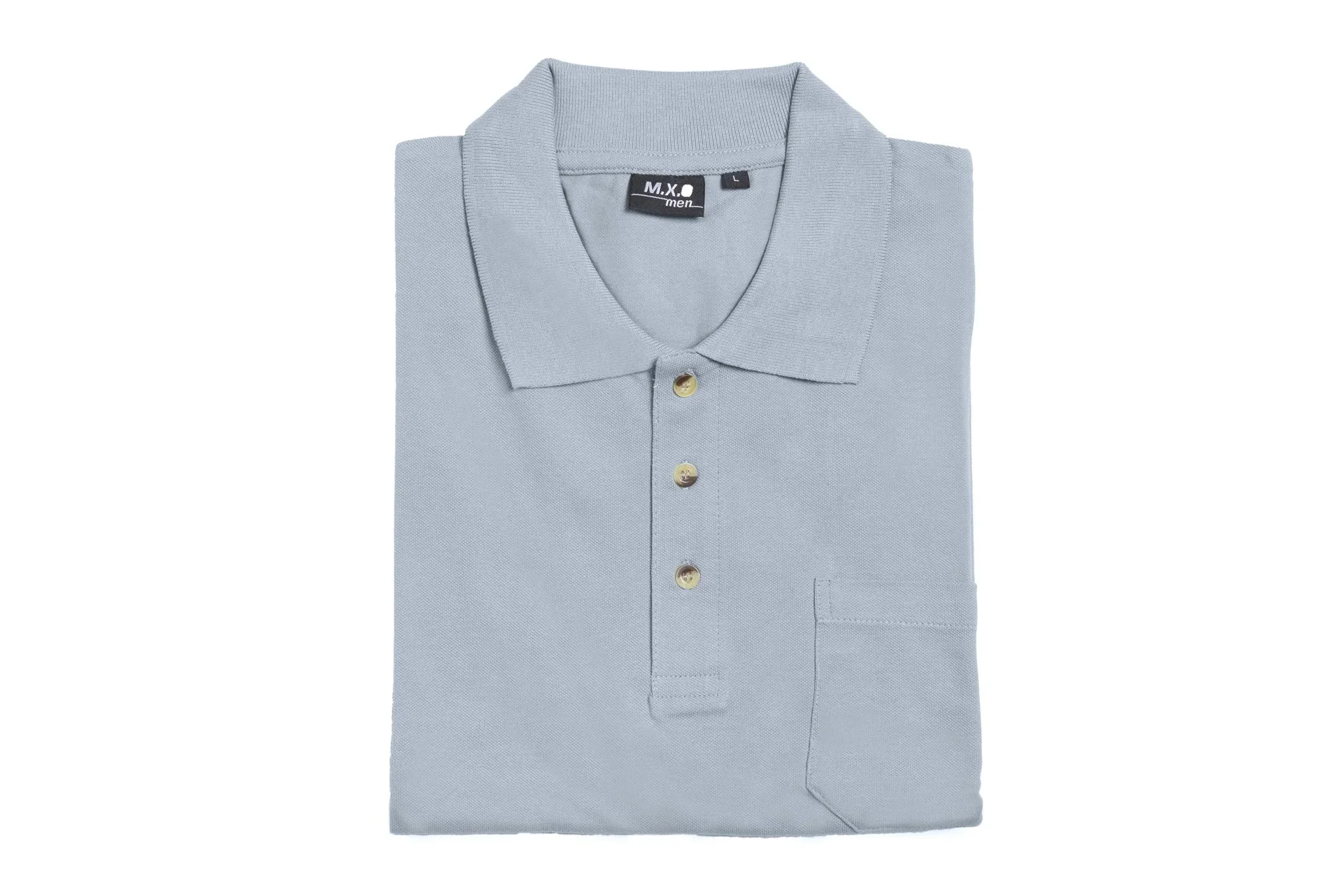 Poloshirt mit Knopfleiste und Brusttasche, Farbe hellblau, Gr.M - 1