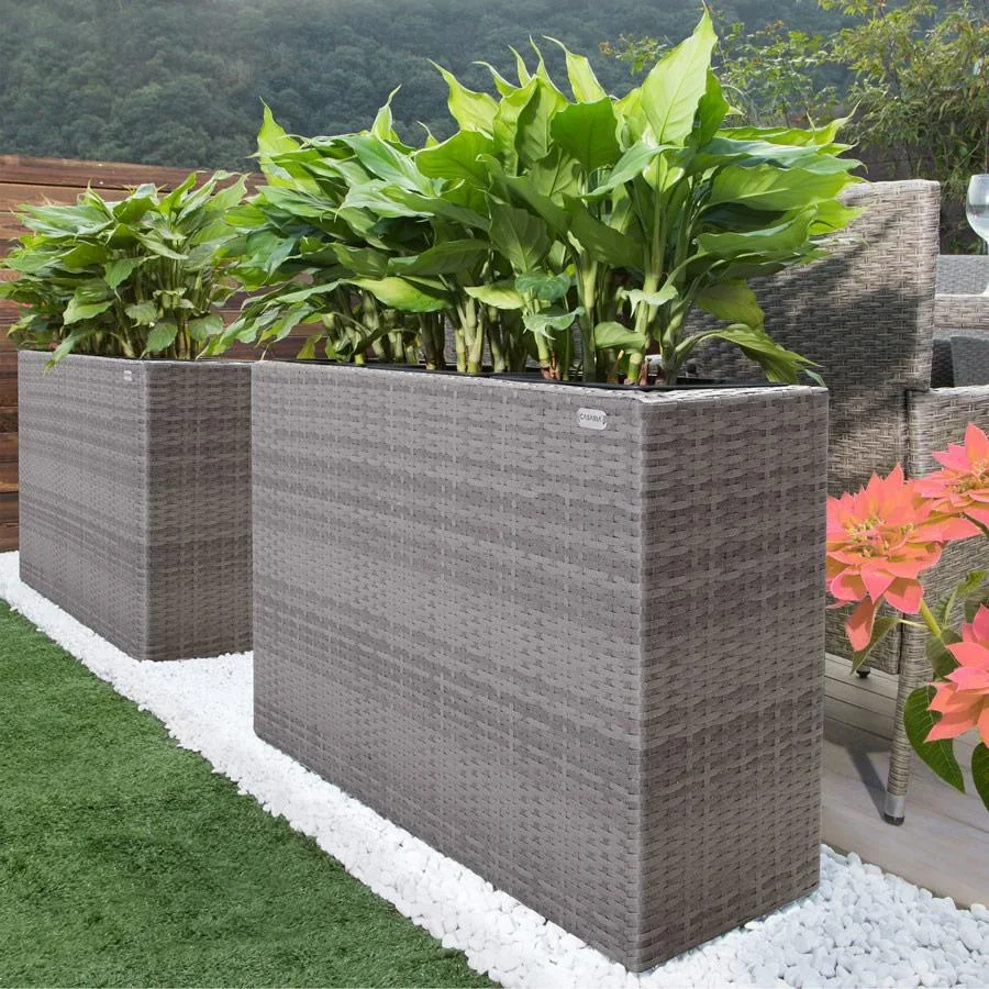 Polyrattan Pflanzgefäß grau 95x27x60cm - 0
