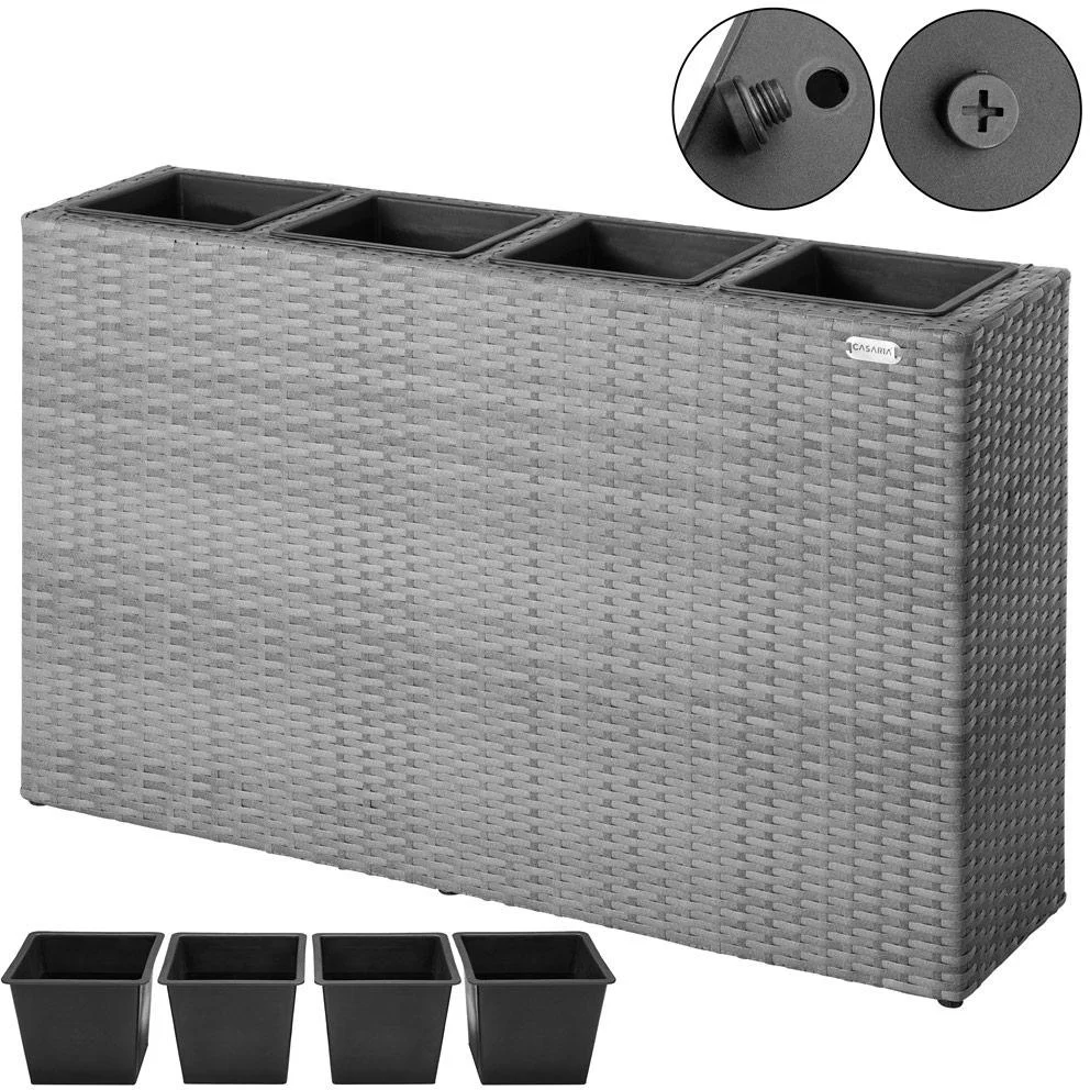Polyrattan Pflanzgefäß grau 95x27x60cm - 1
