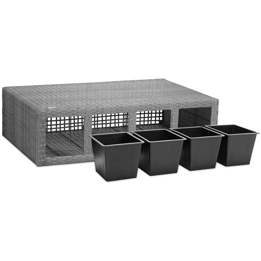 Polyrattan Pflanzgefäß grau 95x27x60cm - 2