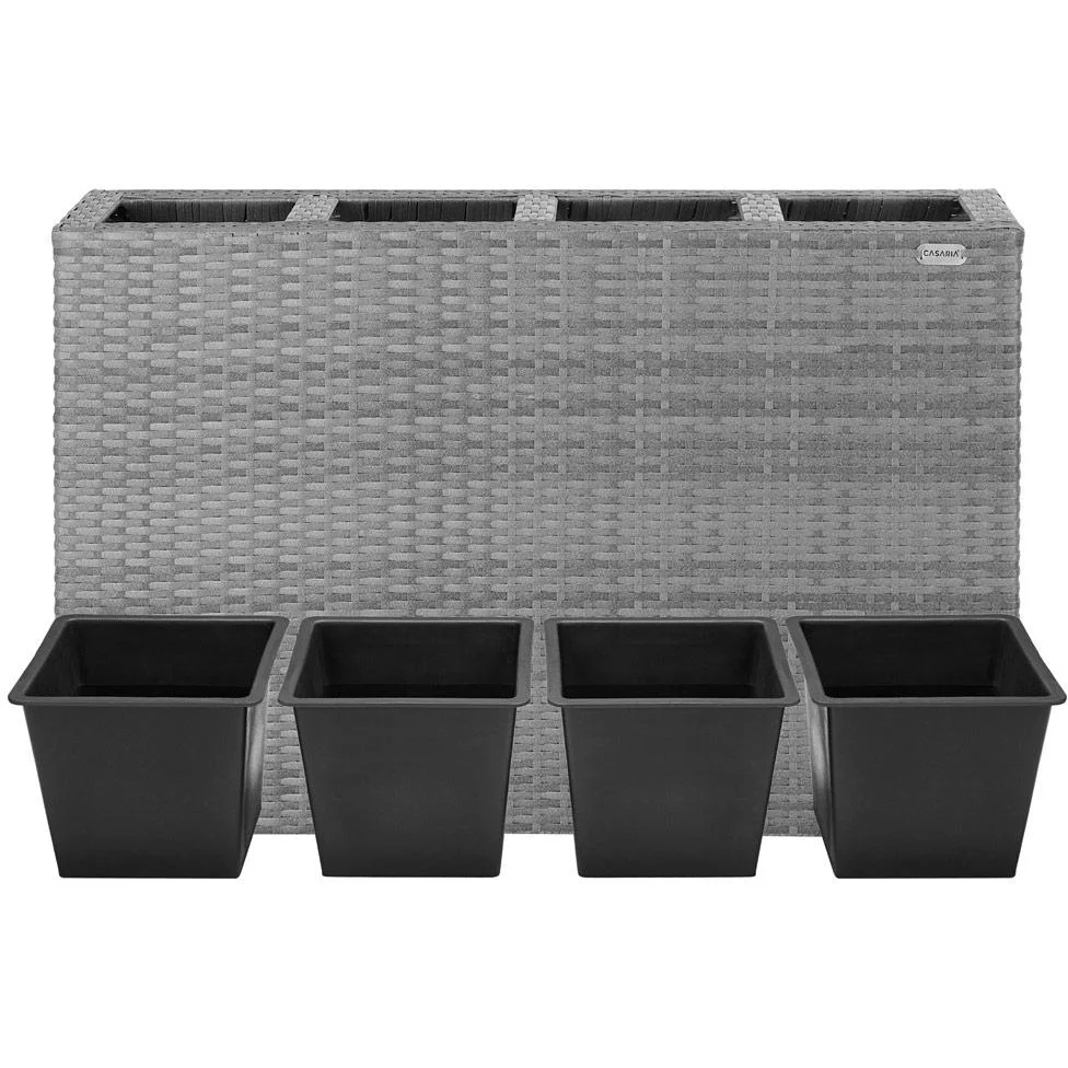 Polyrattan Pflanzgefäß grau 95x27x60cm - 4