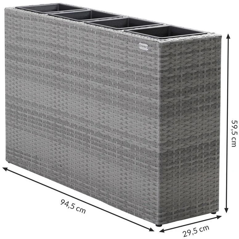 Polyrattan Pflanzgefäß grau 95x27x60cm - 5