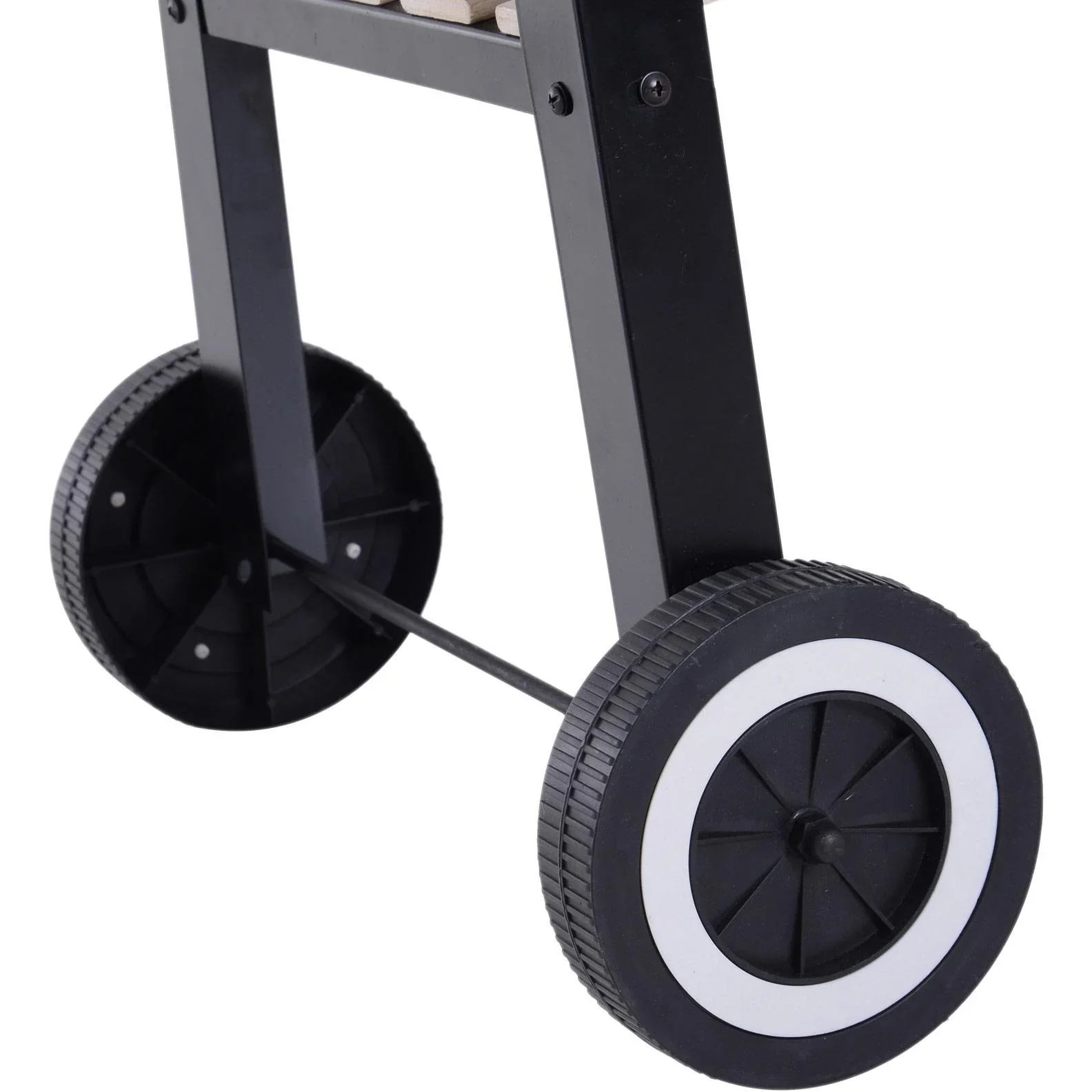 Grillwagen Standgrill Holzkohlegrill mit Windschutz 2 x Ablagefach höhenverstellbar Grillrost Metall Schwarz 87 x 45 x 8 - 3