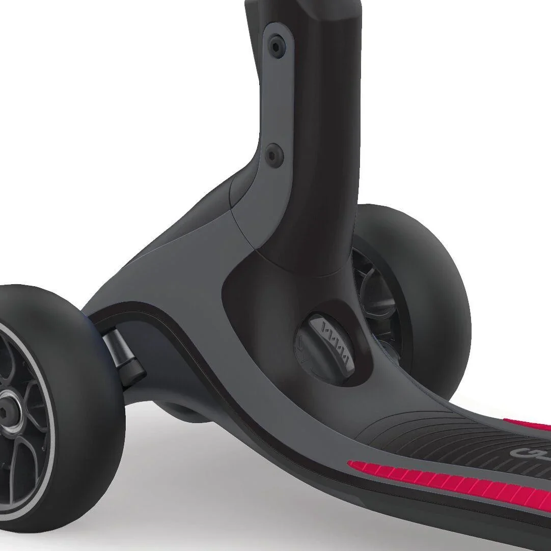 ULTIMUM   Tretroller Kinder Erwachsene, 125/90 mm extra breit, ABEC 7, 3-rädrig, höhenverstellbar, rot - 2