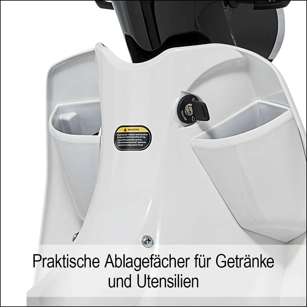 E-Roller / Retromofa "Turin" 45 km/h inklusive 26 Ah Lithium-Akku schwarz/weiß - 0