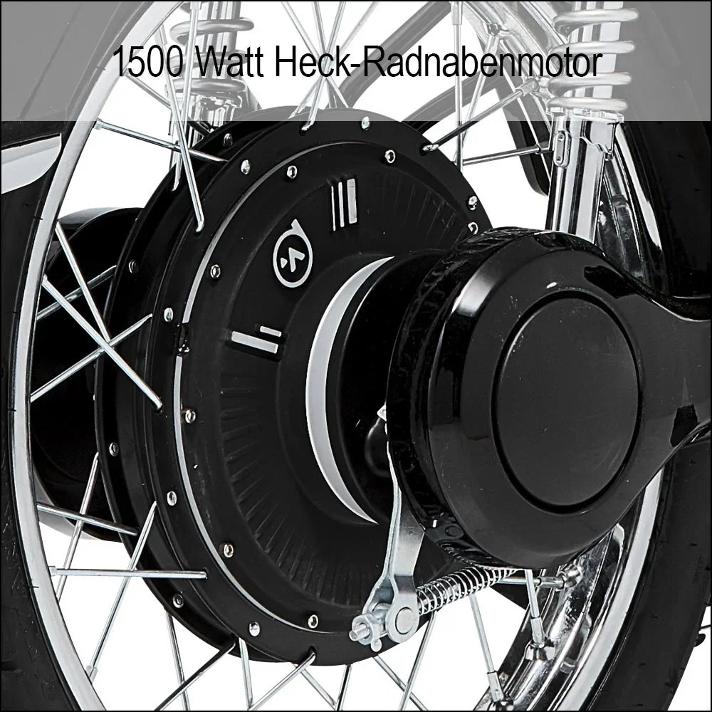 E-Roller / Retromofa "Turin" 45 km/h inklusive 26 Ah Lithium-Akku schwarz/weiß - 2