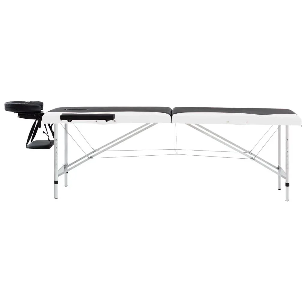 Klappbarer Massagetisch 2 Zonen Aluminiumgestell schwarz und weiß - 2