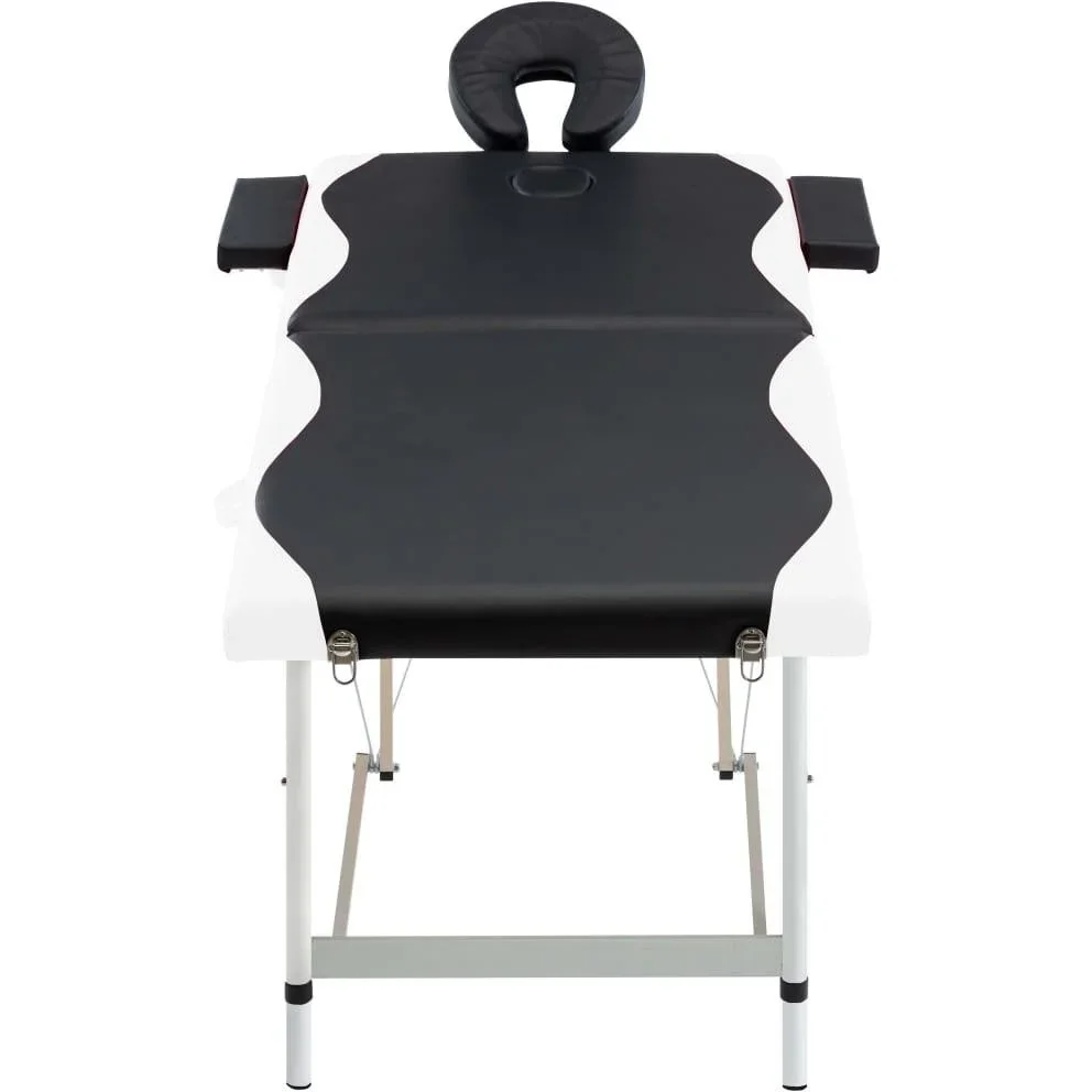 Klappbarer Massagetisch 2 Zonen Aluminiumgestell schwarz und weiß - 5