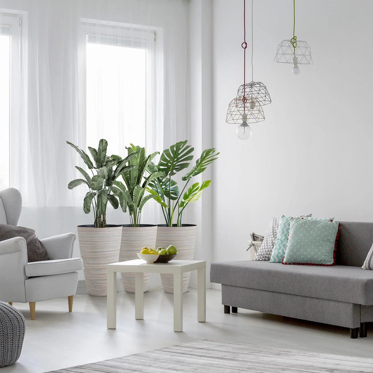 3er Set Blumentöpfe Ø 46,5 cm Höhe 60 cm Pflanztöpfe aus stabilem Kunststoff cremeweiß - 2