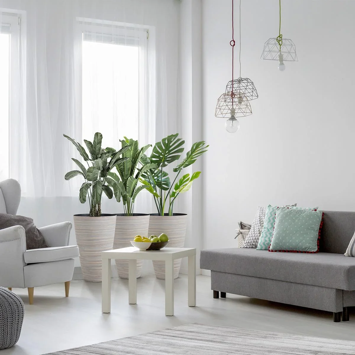 3er Set Blumentöpfe Ø 46,5 cm Höhe 60 cm Pflanztöpfe aus stabilem Kunststoff cremeweiß - 2