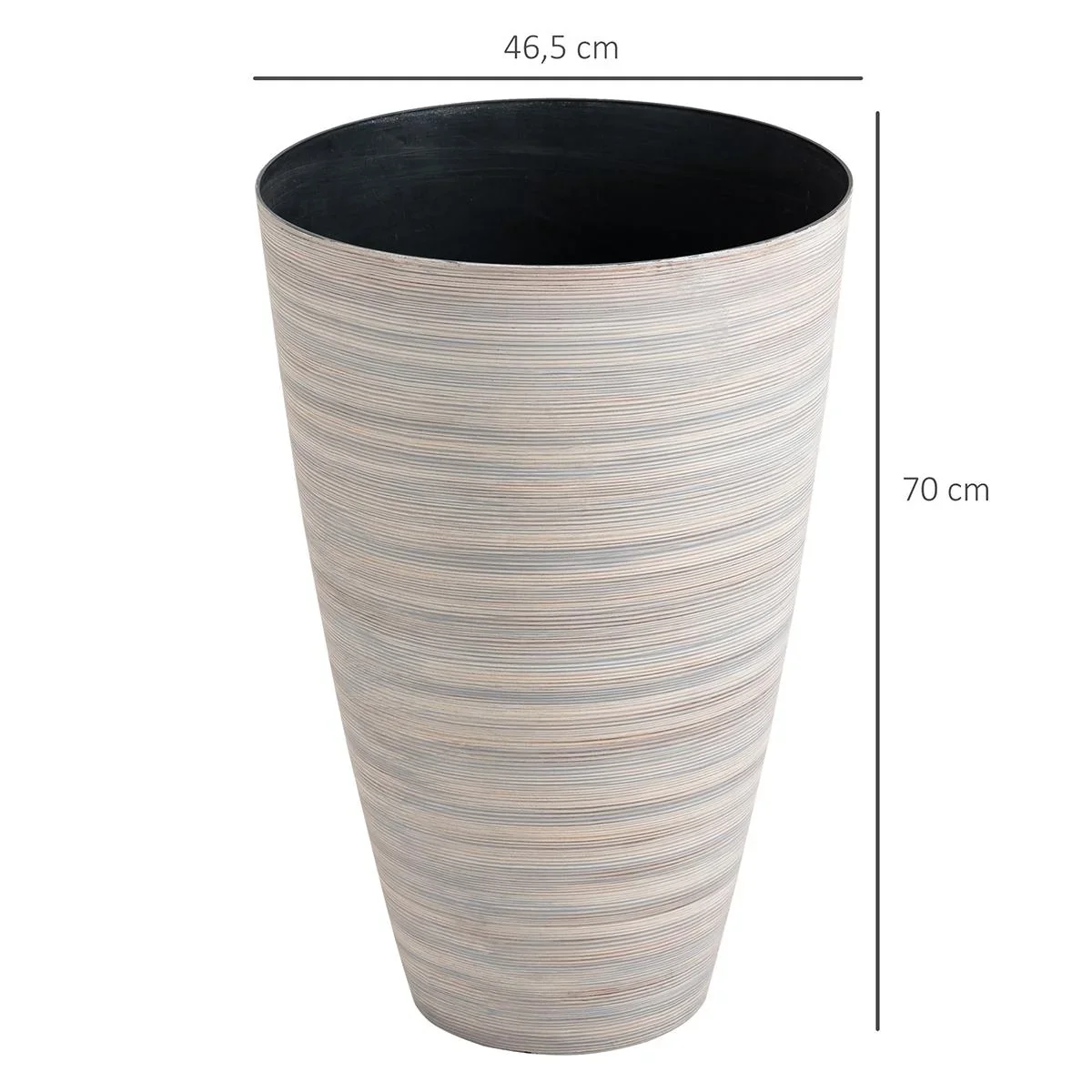 3er Set Blumentöpfe Ø 46,5 cm Höhe 60 cm Pflanztöpfe aus stabilem Kunststoff cremeweiß - 3