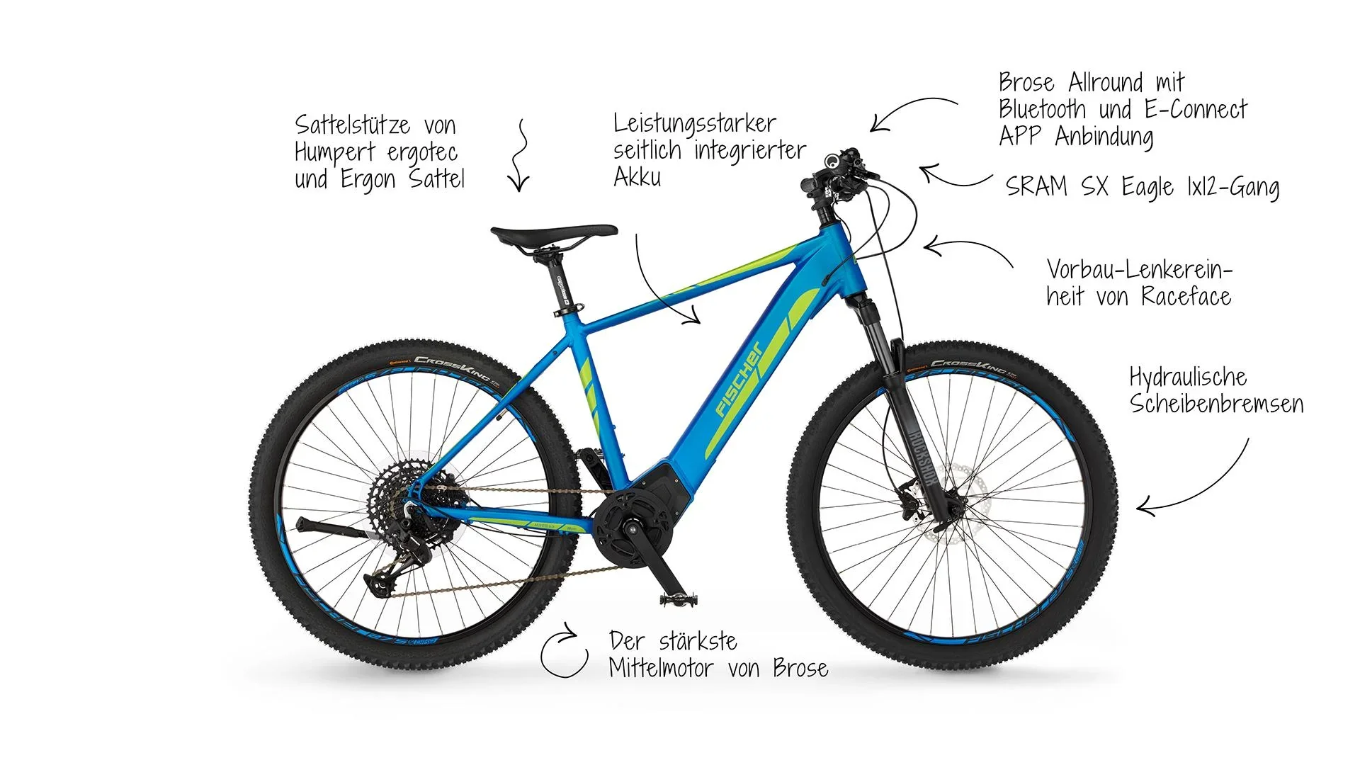 Unisex E-Bike MTB, 29 Zoll, Rahmengröße, 51 cm, 12-Gang Kettenschaltung, blau matt, MONTIS 6.0i - 0