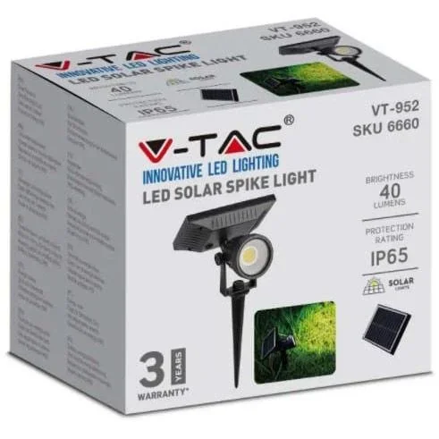 VT-952 Solarlampe mit Erdspieß - 3000K - IP65 - 1