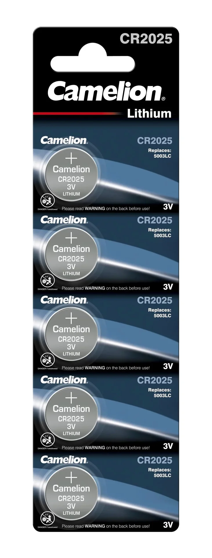 Lithium Knopfzelle CR2025, 3 Volt - 5 Stück - 1