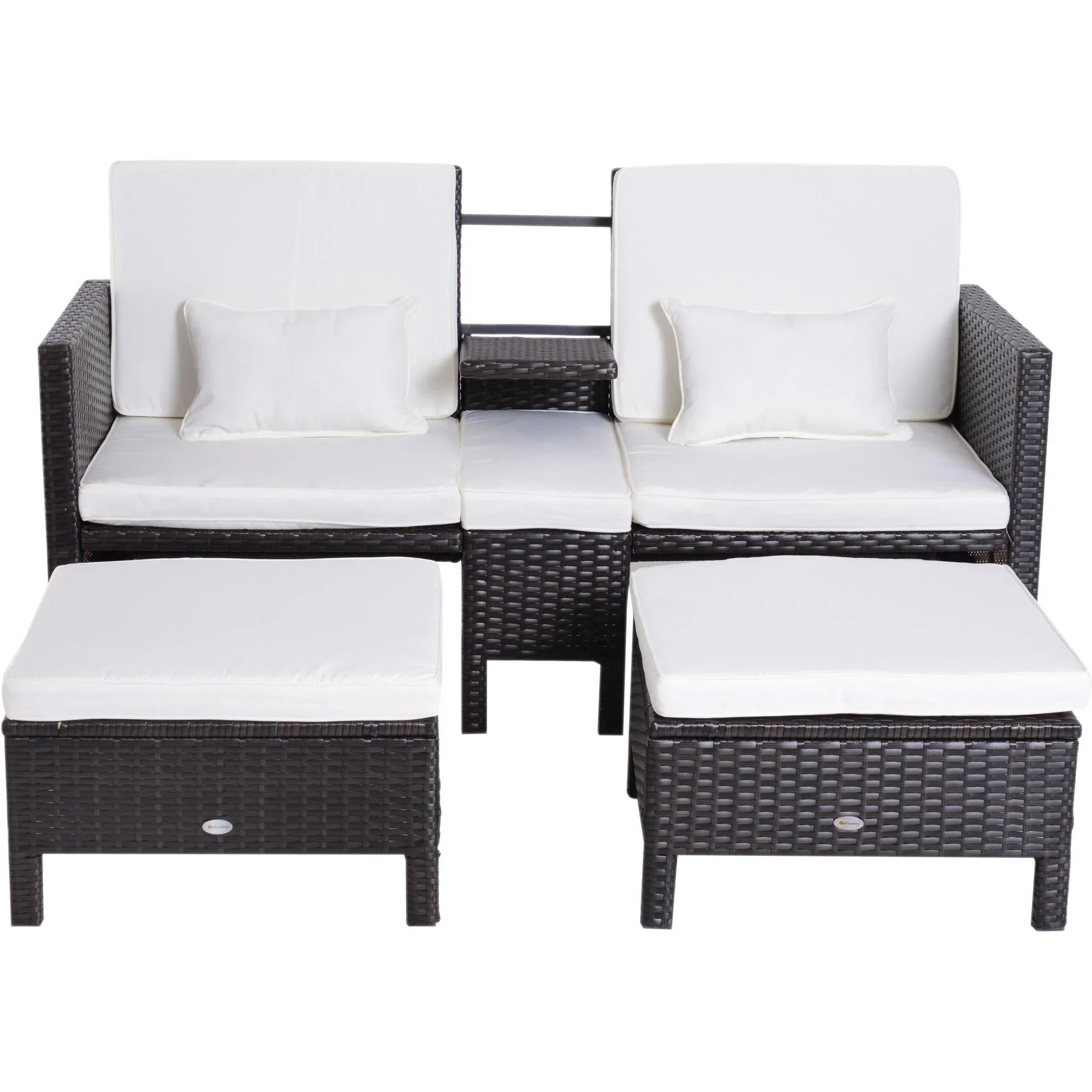 3-tlg, Gartenmöbel Gartensofa Lounge Gartenset Sitzgruppe Rattenmöbel Braun Polyrattan + Metall - 1