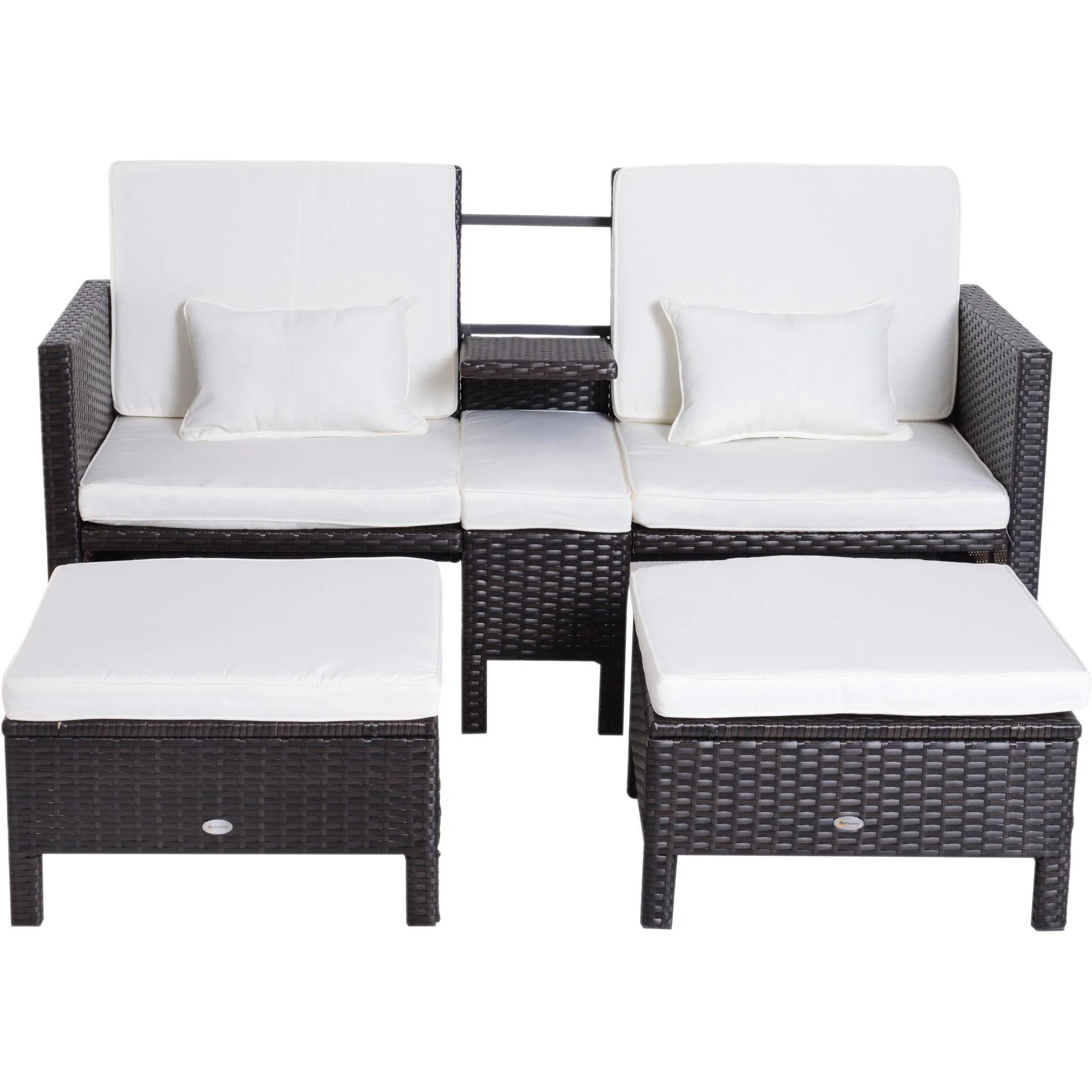 3-tlg, Gartenmöbel Gartensofa Lounge Gartenset Sitzgruppe Rattenmöbel Braun Polyrattan + Metall - 1