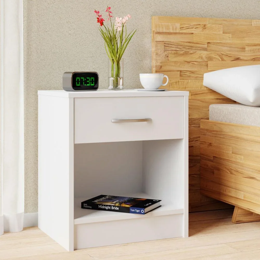 Nachttisch mit Schublade in Weiß (HxBxT) 50x40x35cm - 1