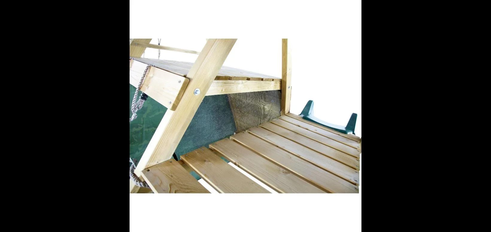 Holz Kletterpyramide mit Doppelschaukel, Outdoor-Kletterpyramide, Holz, Kletterwand, Kletternetz, Rutsche, natur - 1
