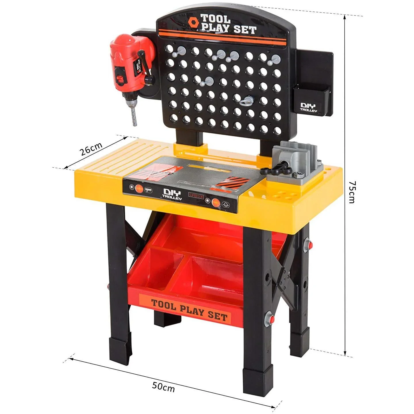 Kinder Arbeitstisch Werkbanktisch Rollenspiel Gelb+Schwarz - 3