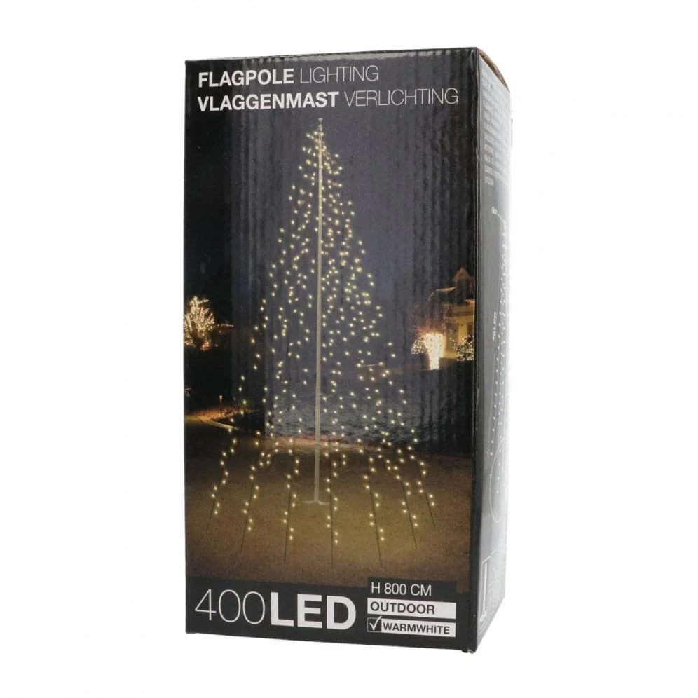 Fahnenmast SET of 2 - Beleuchtung - 400 LEDs - 8 Meter - Warmweißes Licht - wasserdicht - 3