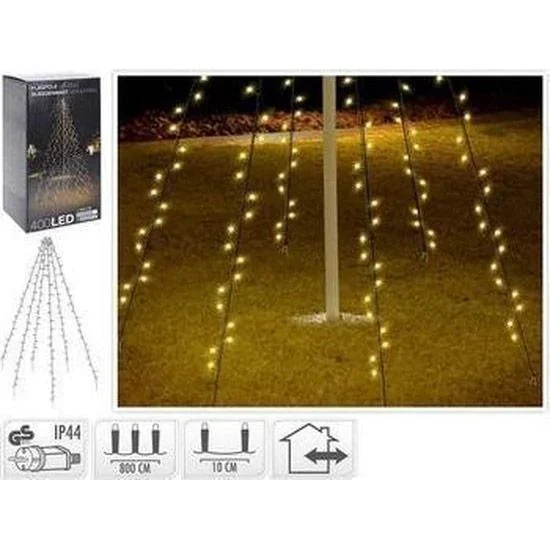 Fahnenmast SET of 2 - Beleuchtung - 400 LEDs - 8 Meter - Warmweißes Licht - wasserdicht - 5