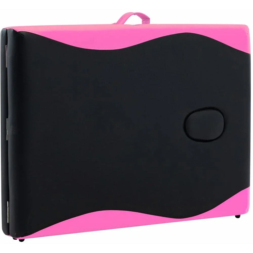 Klappbarer Massagetisch mit 2 Zonen, Aluminium schwarz und rosa - 1