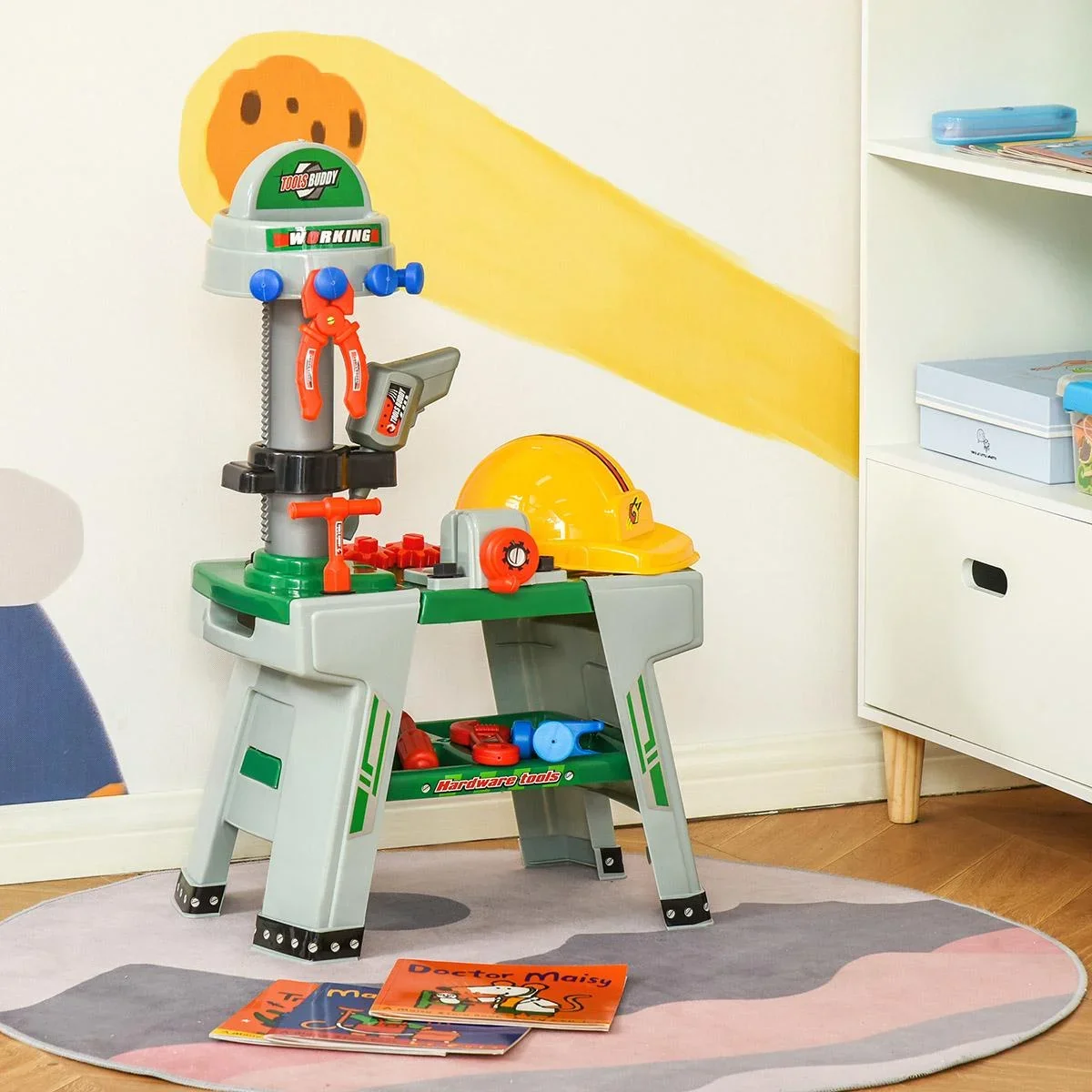 Kinder Werkbank Arbeitstisch Werkbanktisch mit 37 Zubehören Rollenspiel Spielzeug für Kinder von 3 bis 6 Jahren PP-kunst - 1