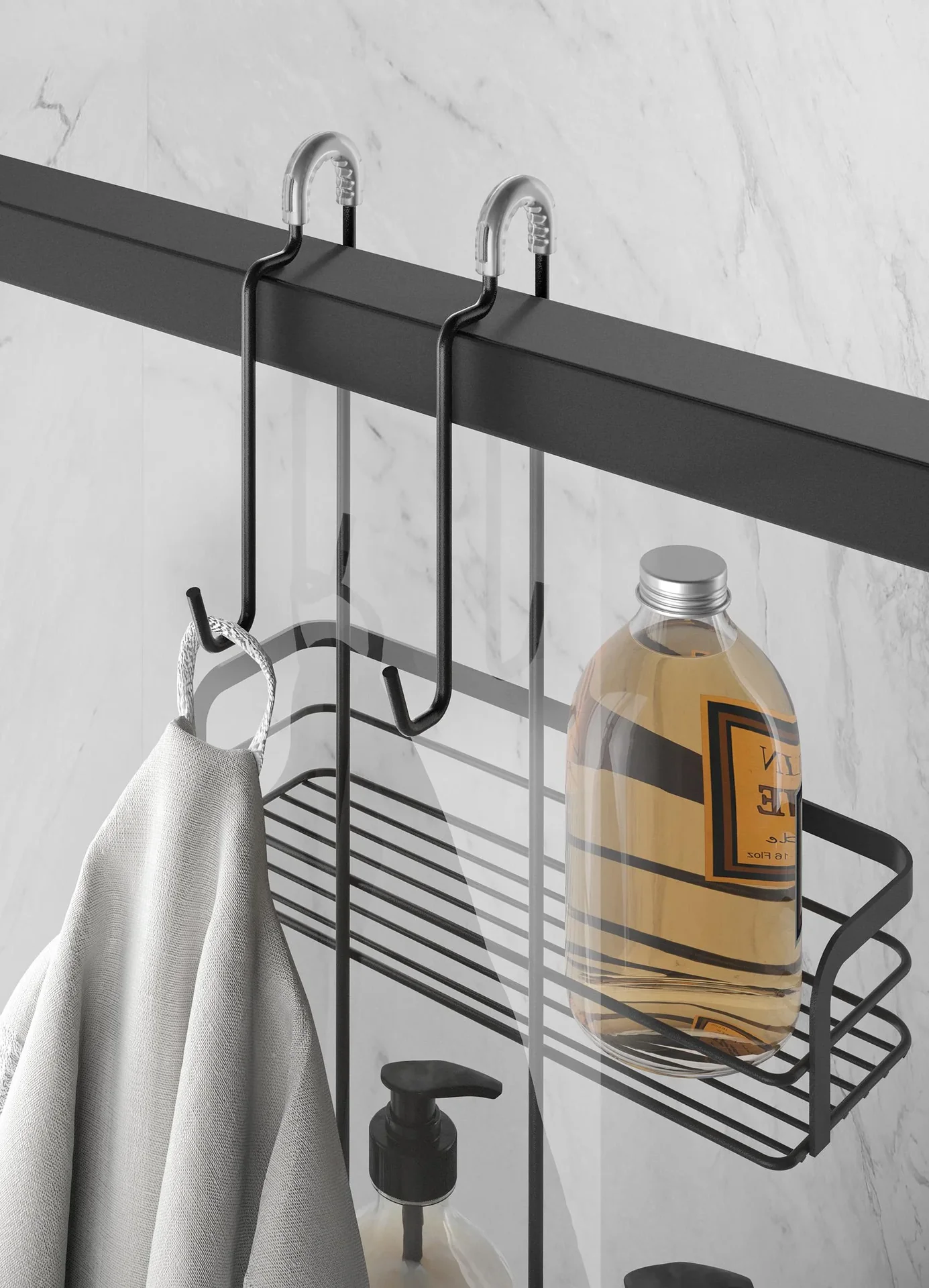 Duschregal "Origin Lava", Schwarz, matt, 26 x 19 x 70 cm - 0