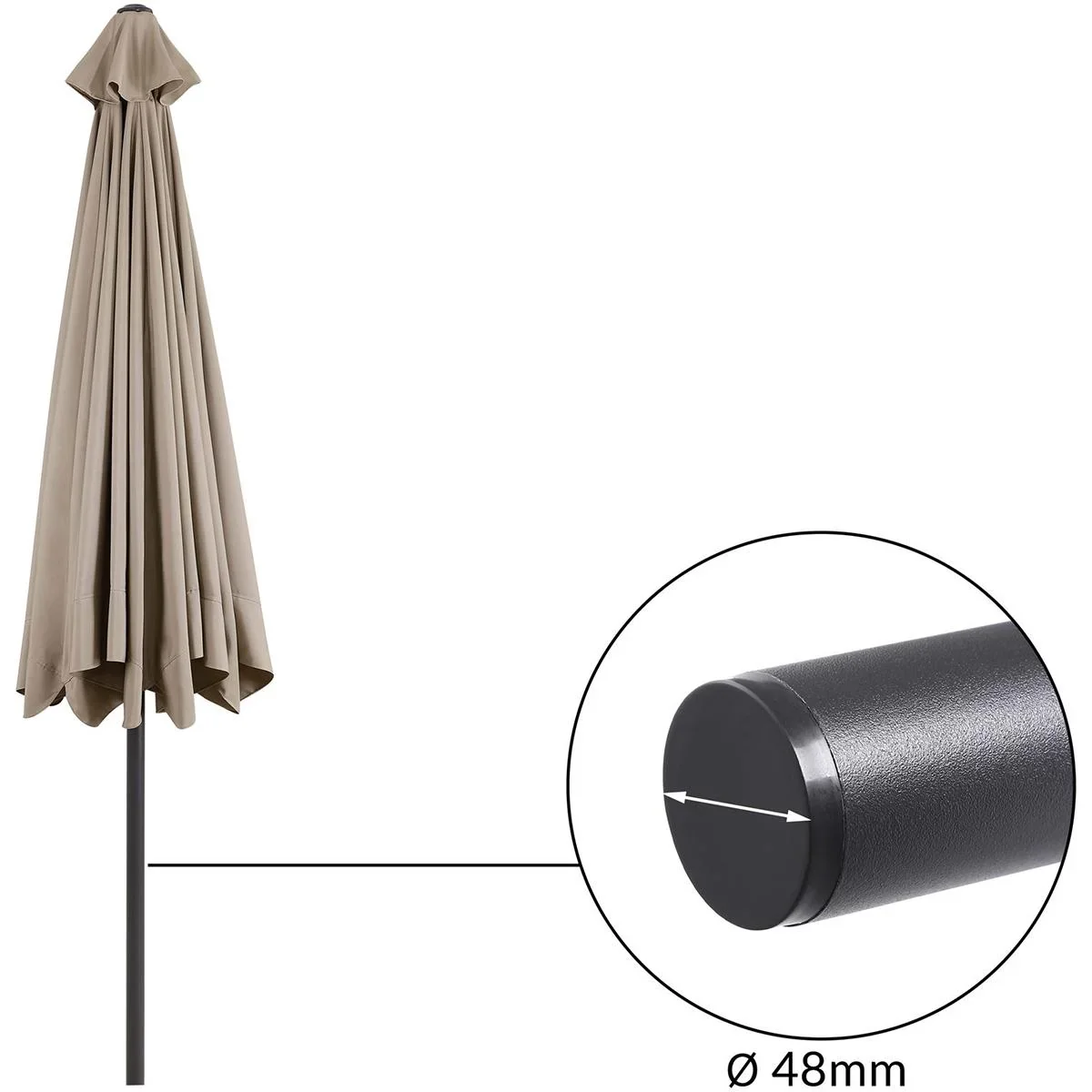 Aluminium XXL Sonnenschirm - taupe - Ø330cm - 266cm hoch - wasserabweisend - 0