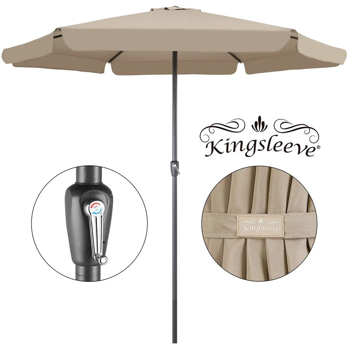 Aluminium XXL Sonnenschirm - taupe - Ø330cm - 266cm hoch - wasserabweisend - 6