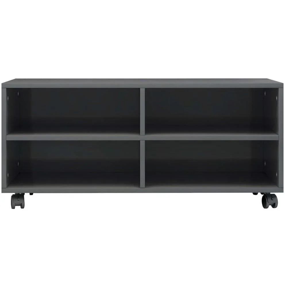 Hochglanzgrauer Fernsehschrank auf Rollen 90x35x35 cm Spanplatte - 0