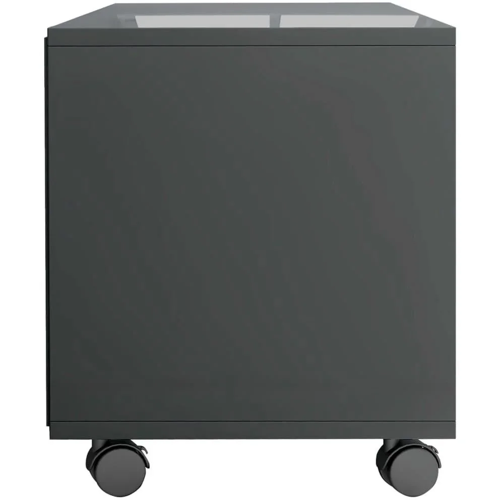 Hochglanzgrauer Fernsehschrank auf Rollen 90x35x35 cm Spanplatte - 2