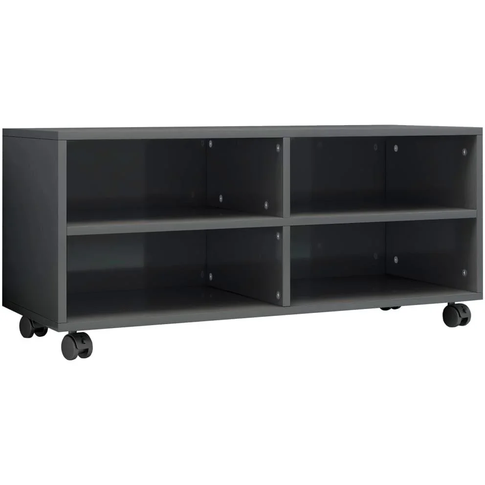 Hochglanzgrauer Fernsehschrank auf Rollen 90x35x35 cm Spanplatte - 3