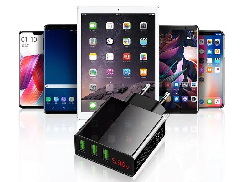 3-fach USB Ladeadapter mit integrierter Schnellladefunktion und LED Anzeige - 0