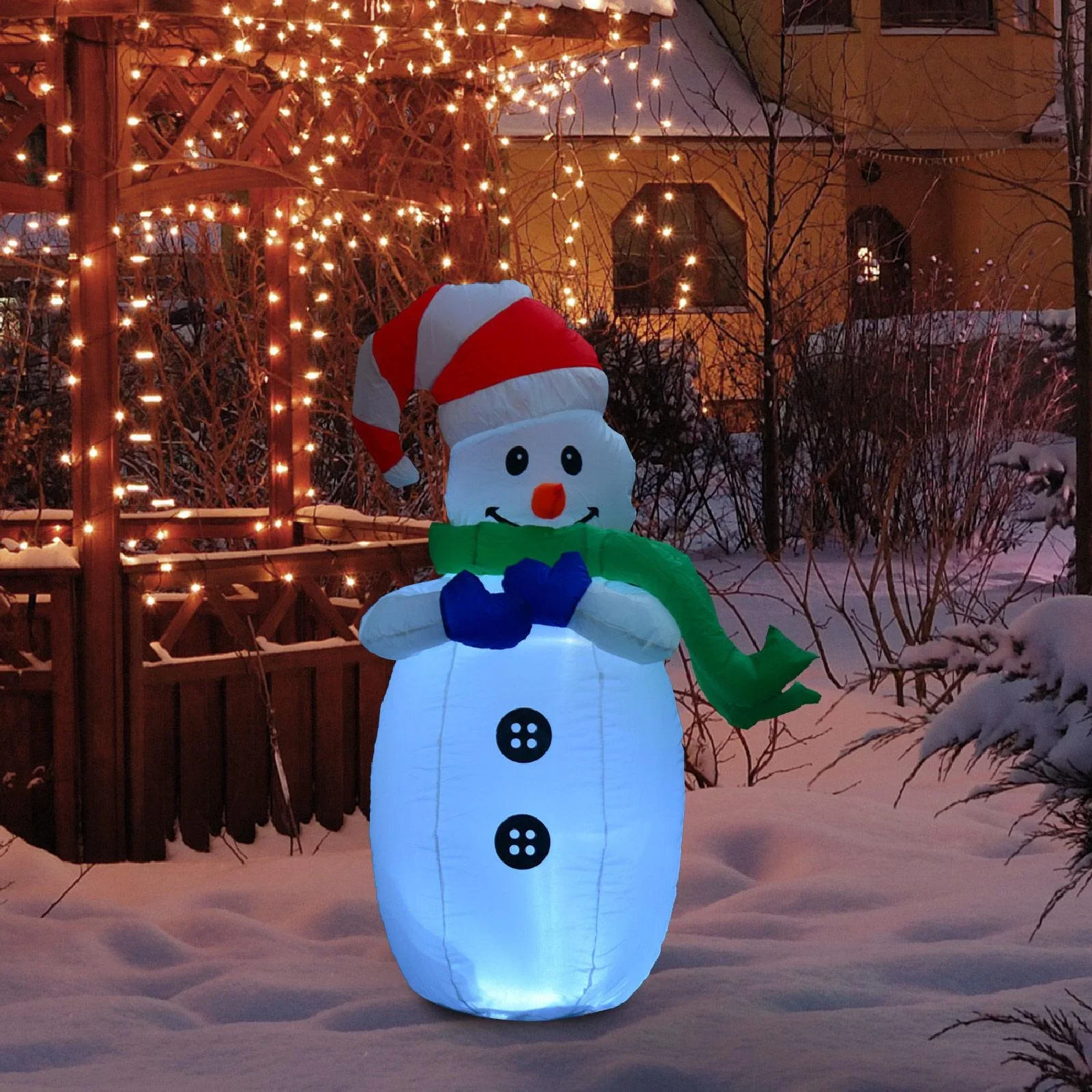 LED Schneemann aufblasbar Weihnachtsdeko beleuchtet - 0
