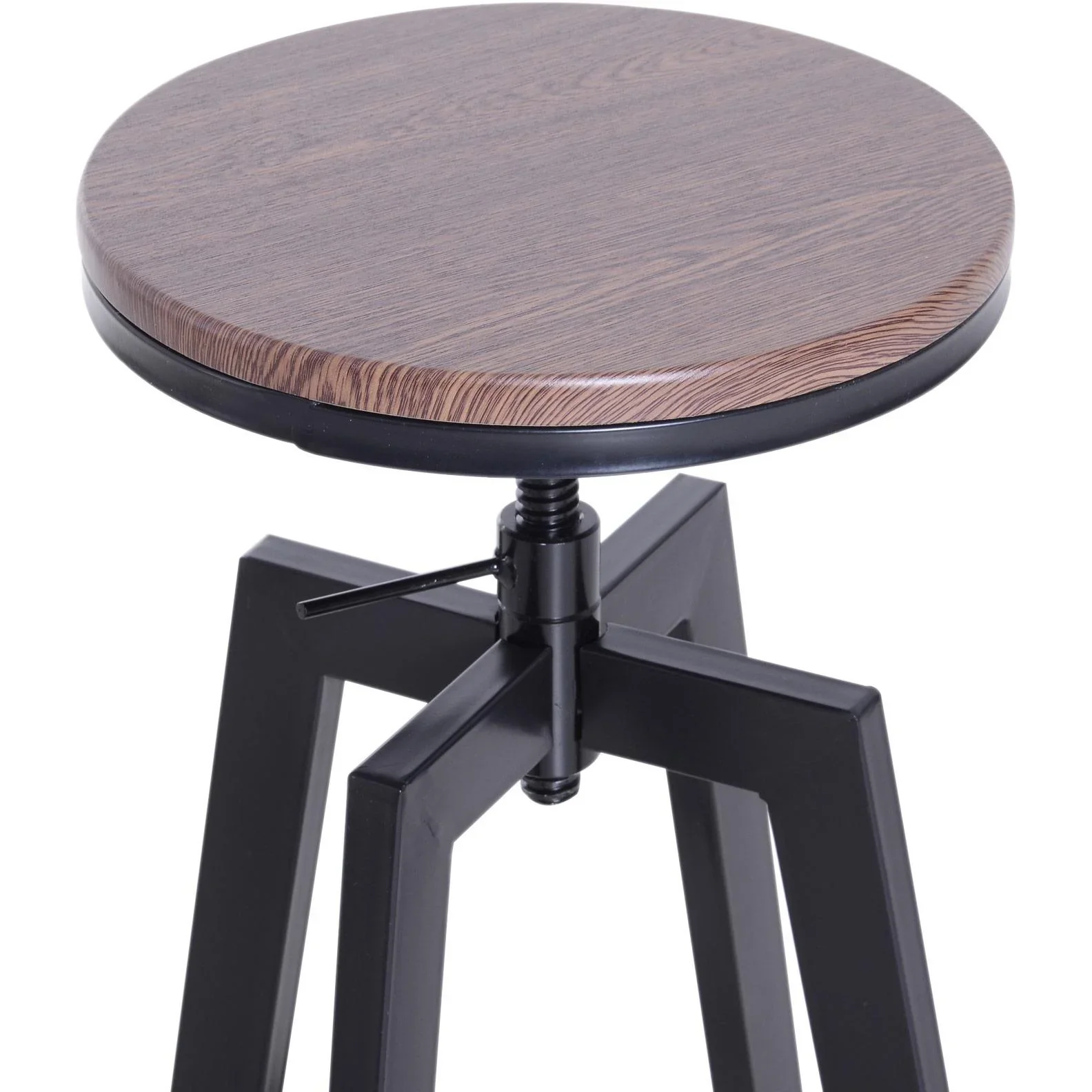 3-teilige Essgruppe Sitzgruppe Esstisch Holztisch dunkle Naturholzoptik mit 1 Tisch + 2 Hockern - 5