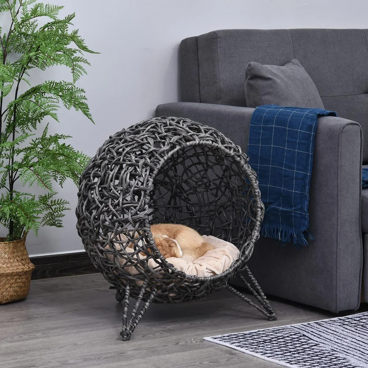 Katzenkorb mit Kissen natur - 0