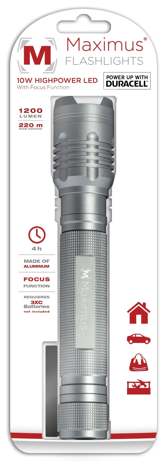 Taschenlampe Highpower LED, titanfarben - 0