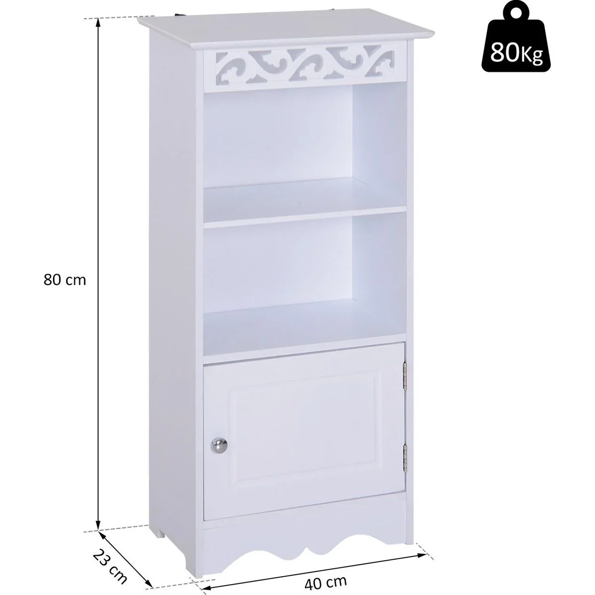 Schrank mit dezenter Verzierung weiß - 1