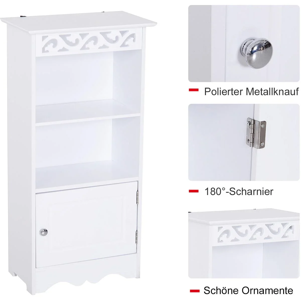Schrank mit dezenter Verzierung weiß - 2