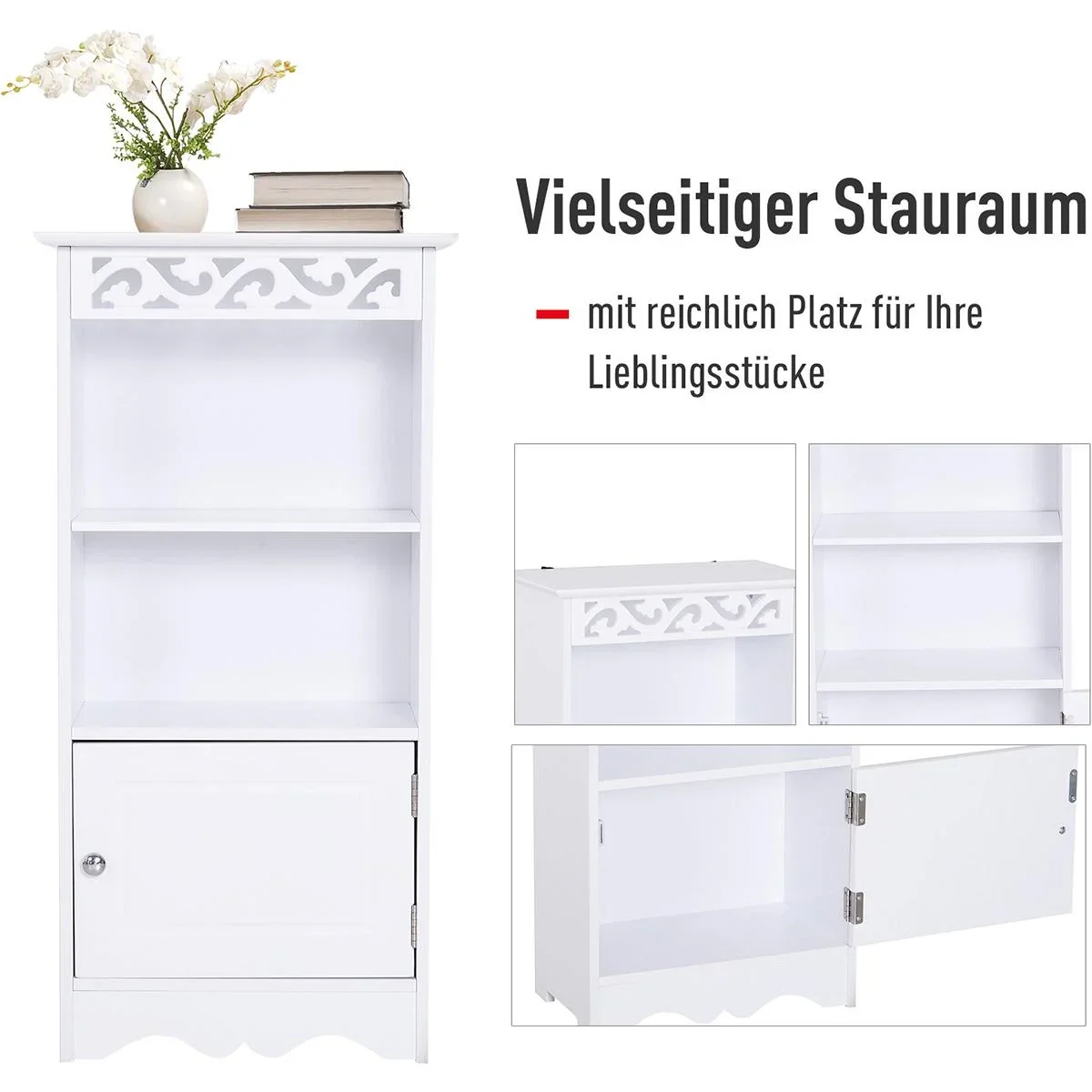Schrank mit dezenter Verzierung weiß - 3