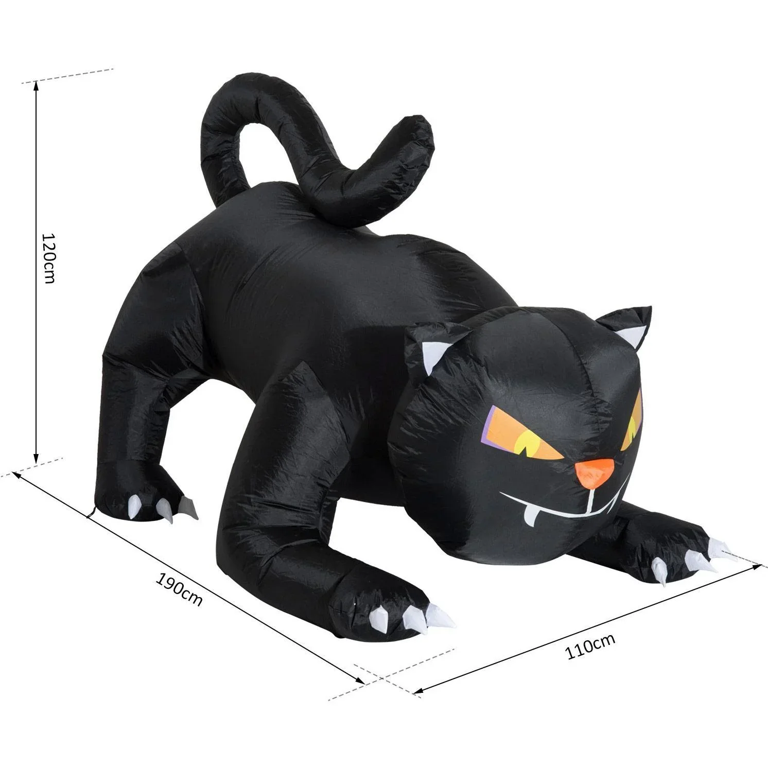 Aufblasbare Katze Halloween Figur Deko mit LED schwarz - 0