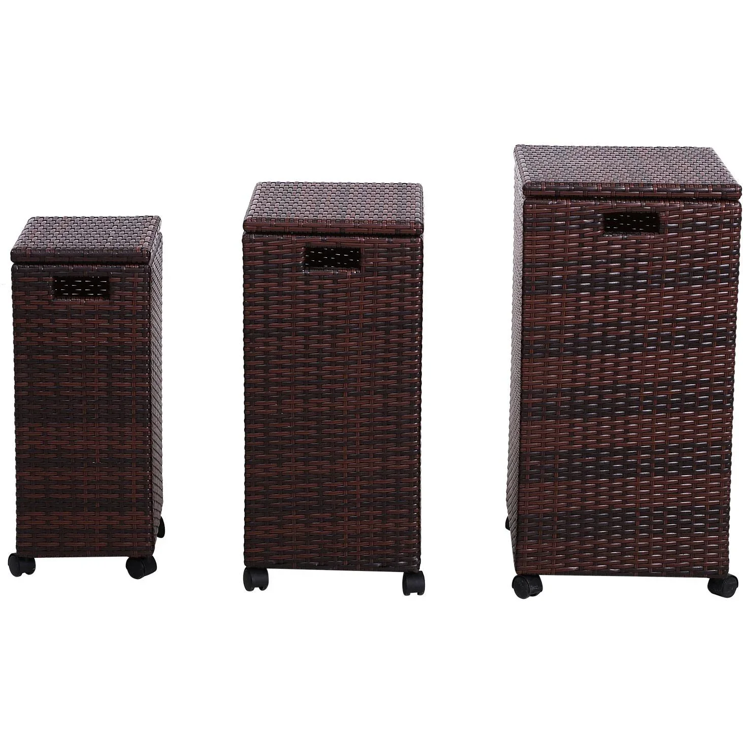 Aufbewahrungsbox 3er-Set Aufbewahrungskiste Auflagenbox mit Deckel rollbar Polyrattan Braun L/M/S - 4