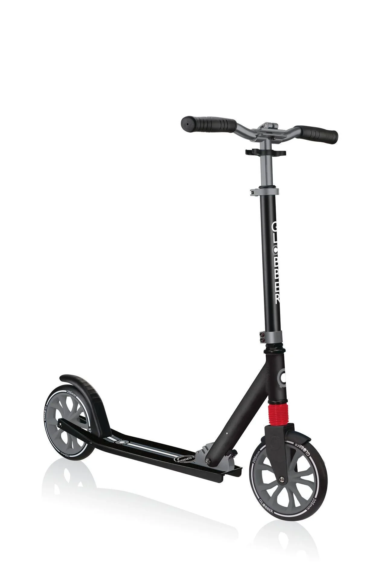 NL 205 Tretroller, 205 mm, ABEC 7, höhenverstellbar, Frontfederung, Klappmechanismus, schwarz-grau - 1