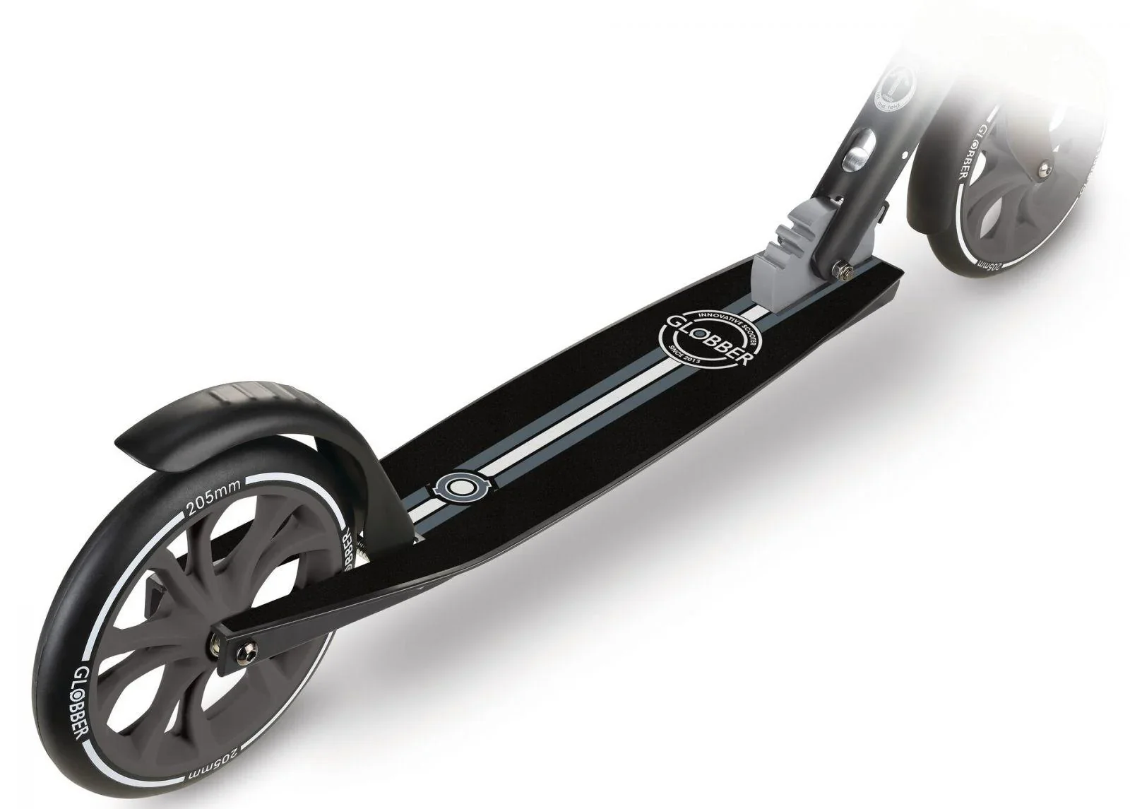 NL 205 Tretroller, 205 mm, ABEC 7, höhenverstellbar, Frontfederung, Klappmechanismus, schwarz-grau - 4