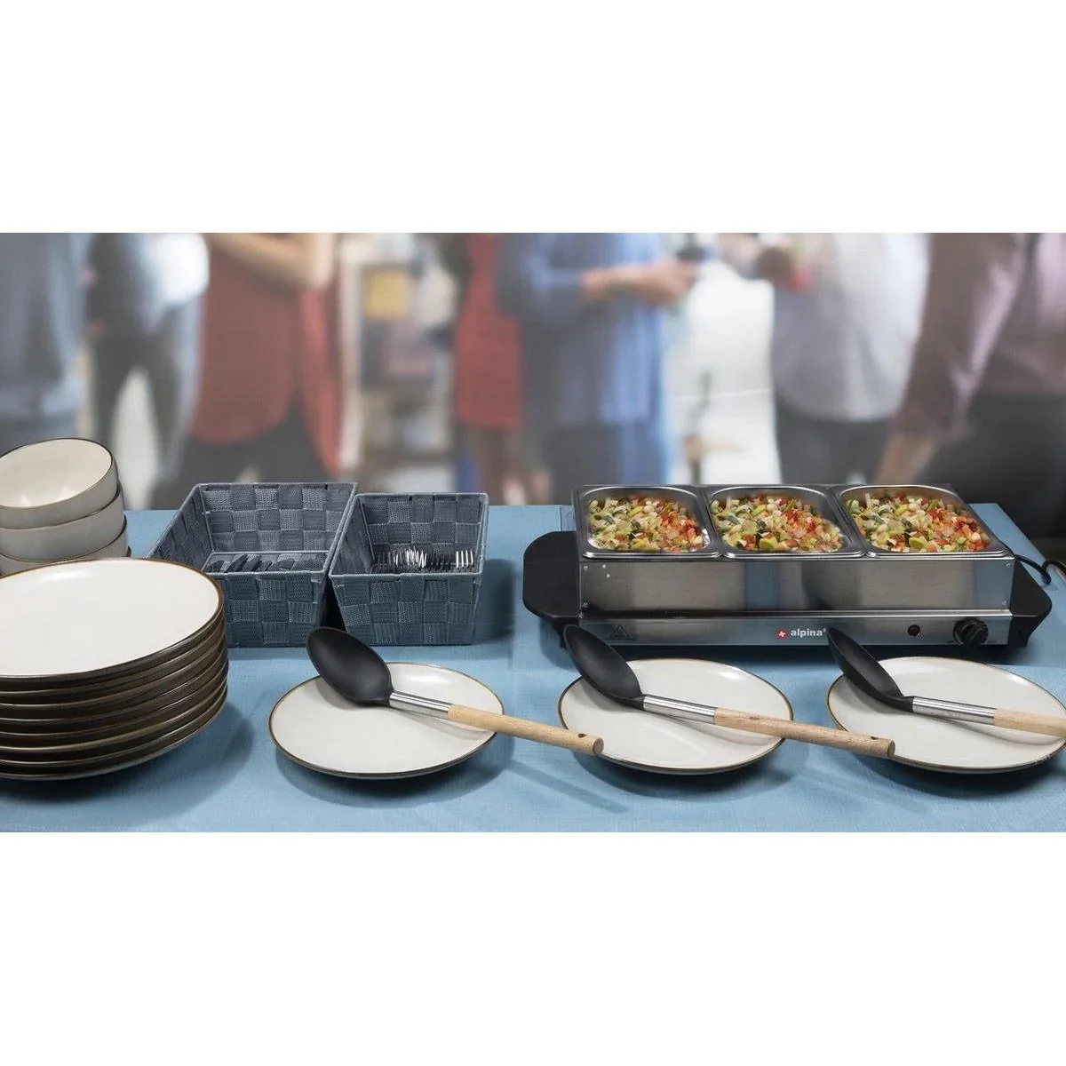 Buffetwärmer - 3 Fächer 1,25 Liter - Heizplatte - Thermostat - 2