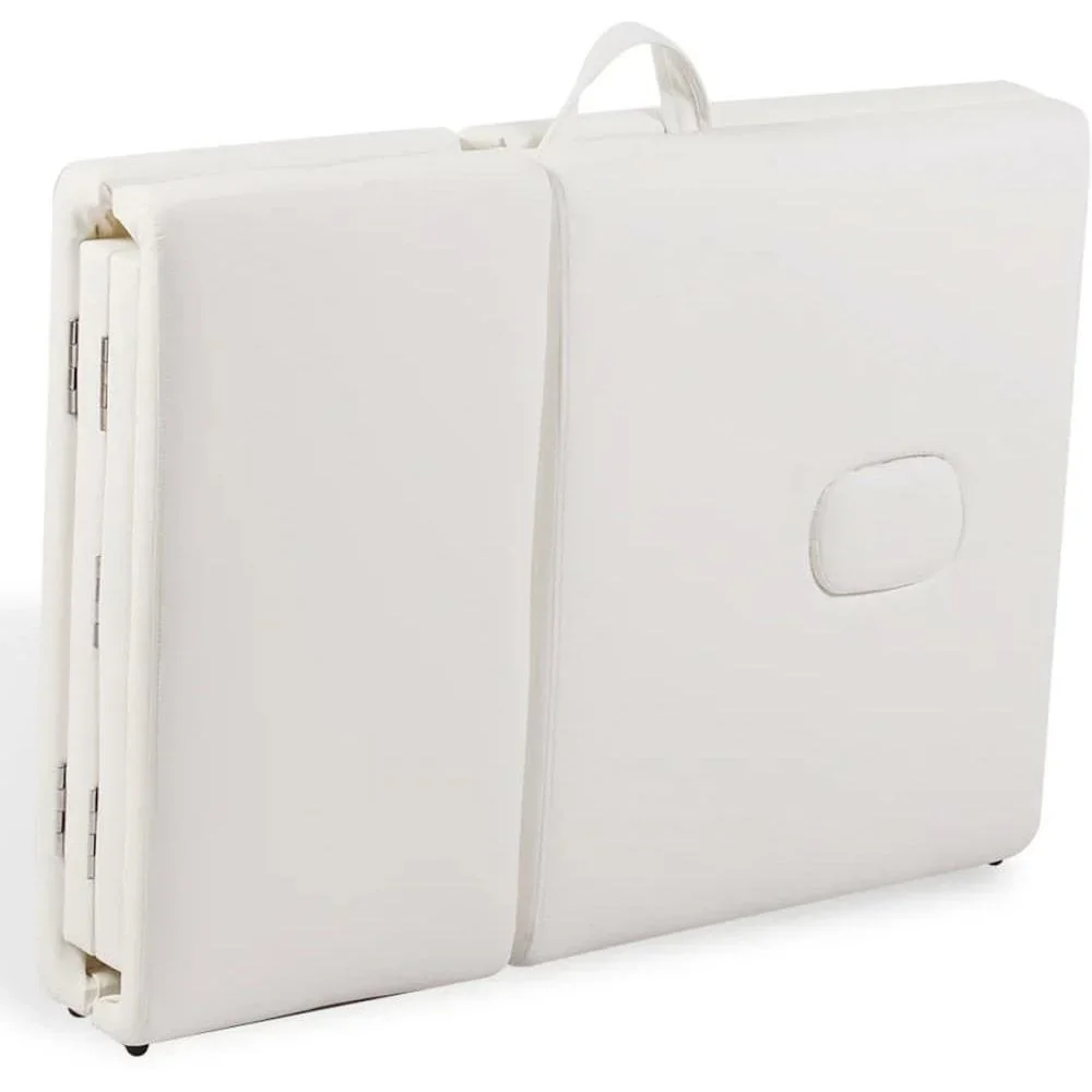 Zusammenklappbare Massageliege mit Aluminiumgestell (vierteilig / cremeweiß) - 2