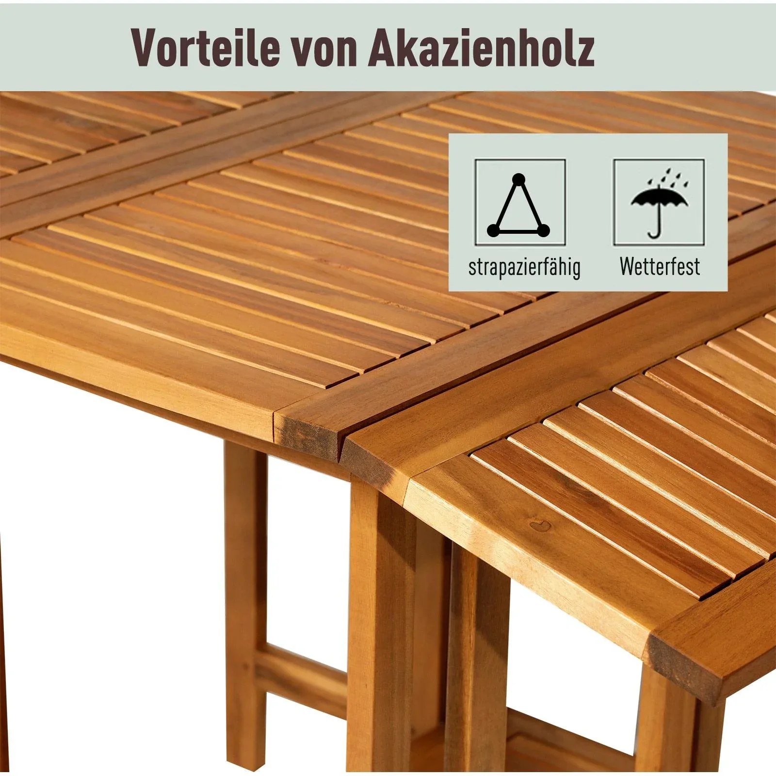 5 tlg, Sitzgarnitur Gartensitzgruppe Esstischgruppe Gartenmöbel klappbar 1 Tisch + 4 Stühle Akazienholz Teak 100,5 x 82 - 0
