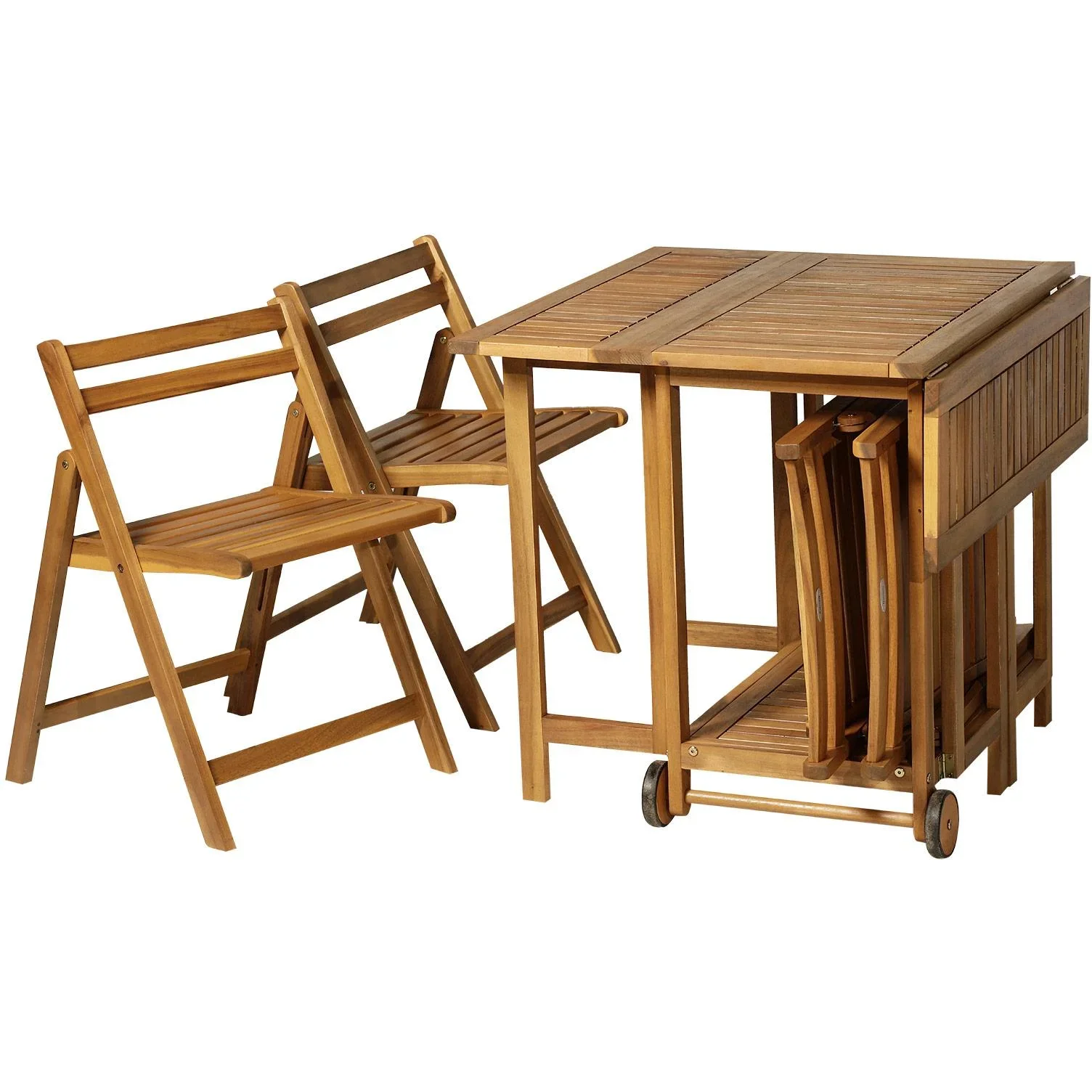 5 tlg, Sitzgarnitur Gartensitzgruppe Esstischgruppe Gartenmöbel klappbar 1 Tisch + 4 Stühle Akazienholz Teak 100,5 x 82 - 5