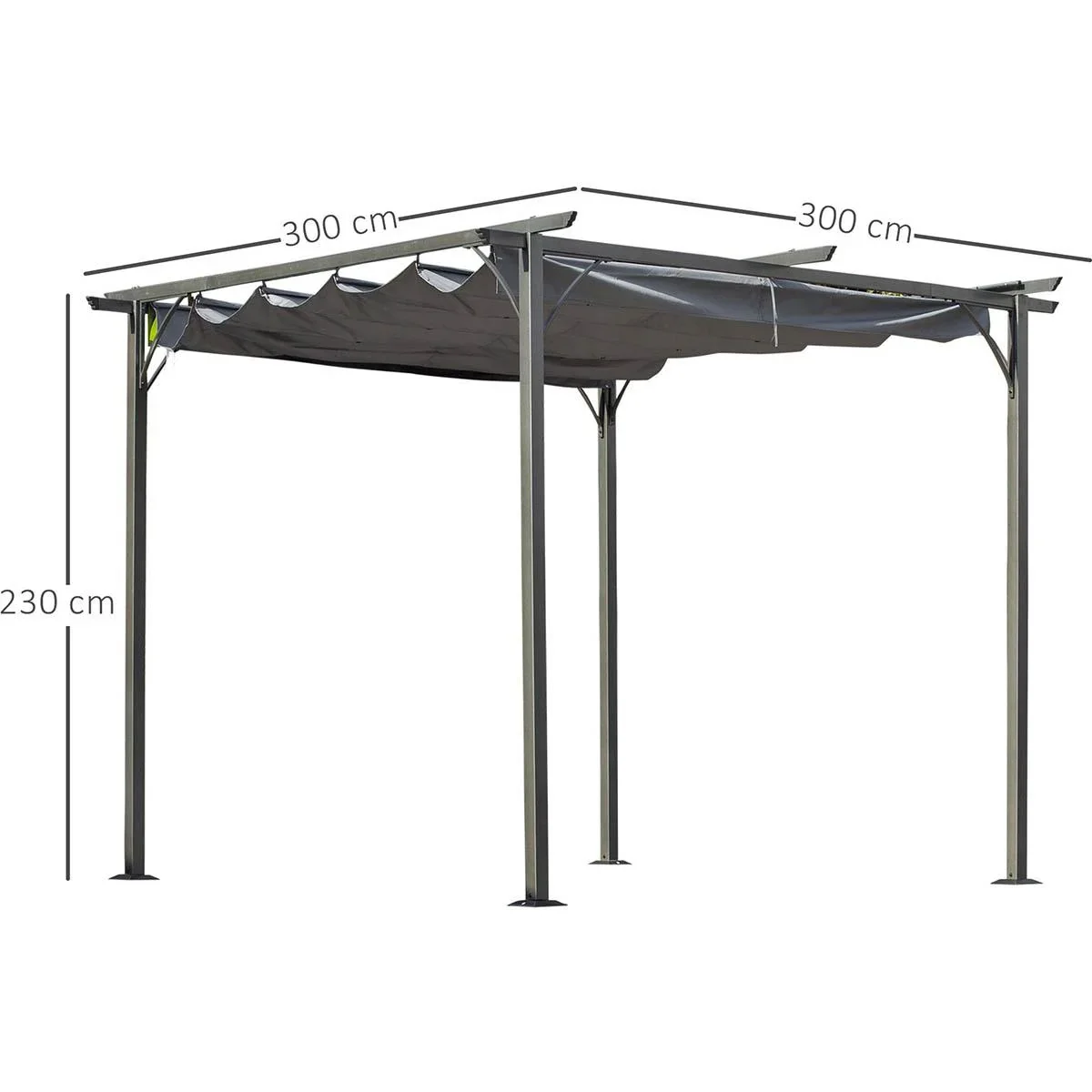 Pergola mit Schiebedach, Schwarz+Grau, 3 x 3 m - 2